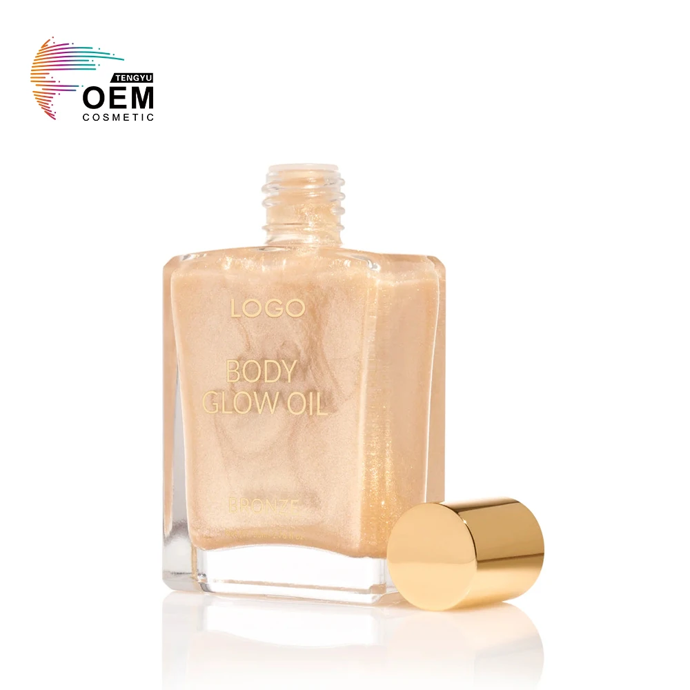 Natural Organic 50ml Shimmering Glitter Moisturizing Nourishing Bronzer Body Luminizer Liquid Illuminator Glow Body Shimmer Oil