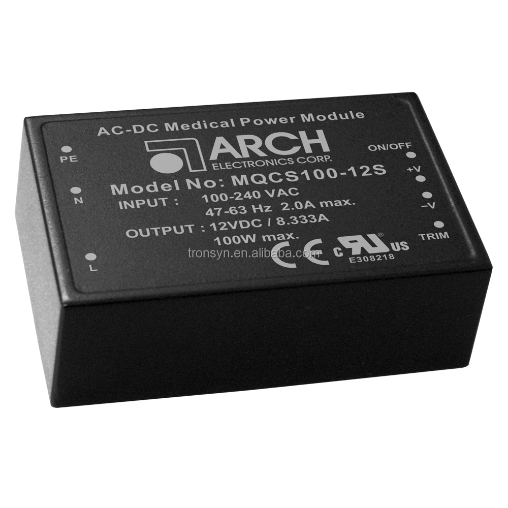 АРКА MQCS100-12S AC-DC сетевой адаптер-переходник с мини аккамуляторные банки модуль для медицинской на крепёжную печатную плату IEC с 3-летняя гарантия продукта