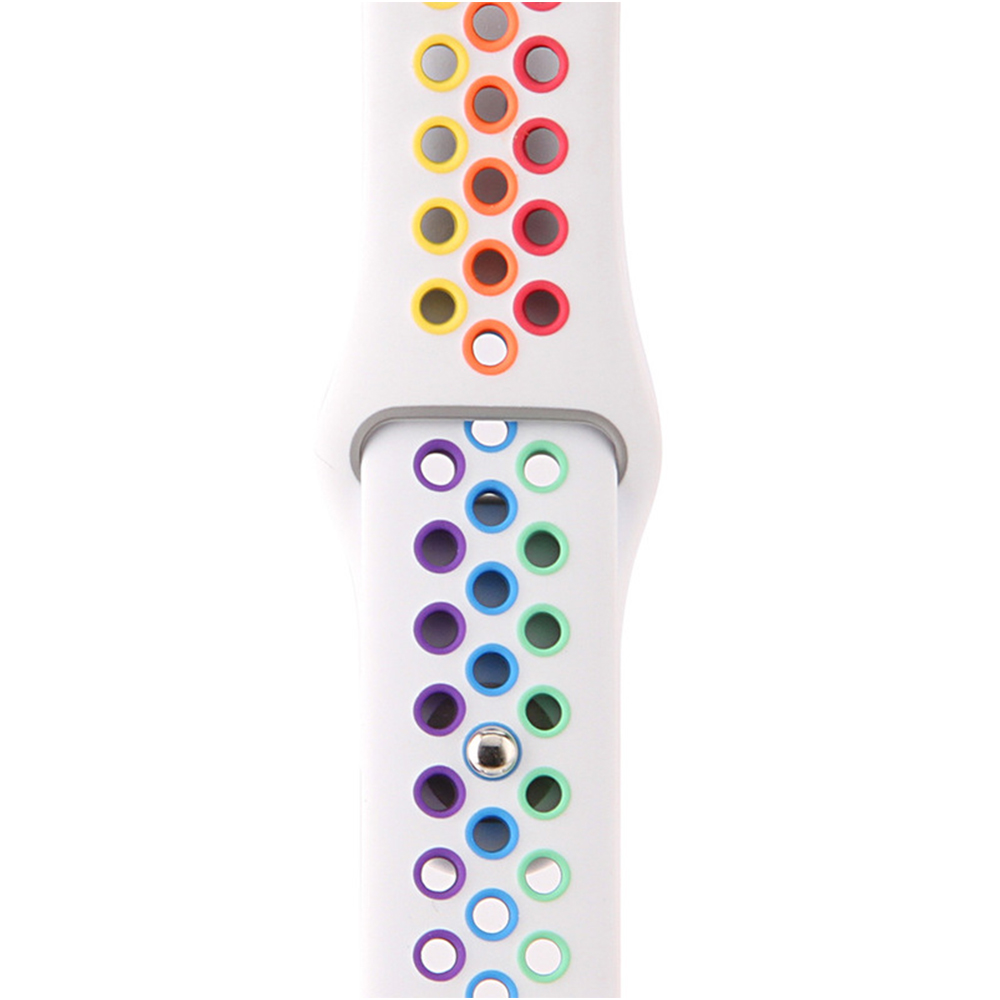 Rainbow Styles Silicone band for Apple Watch Black series 6 White Rainbow Sport Watch Straps for iwatch Series 6/5/4/3/2/1