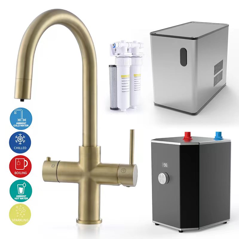 Undersink Instant Hot Water Tap 3 4 5 Chilled Boiling Sparkling Tap Brushed Gold Kitchen Boiled Filtered Faucet Taps