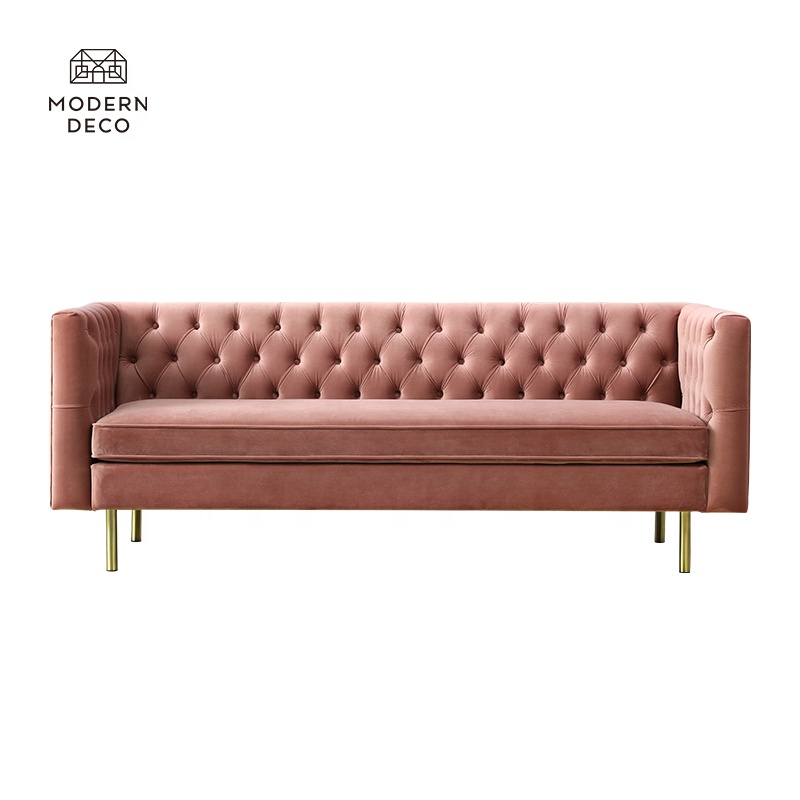 Розовая бархатная мебель для гостиной, диван chesterfield, мягкая обивка на 3 места, розовая, синяя, зеленая