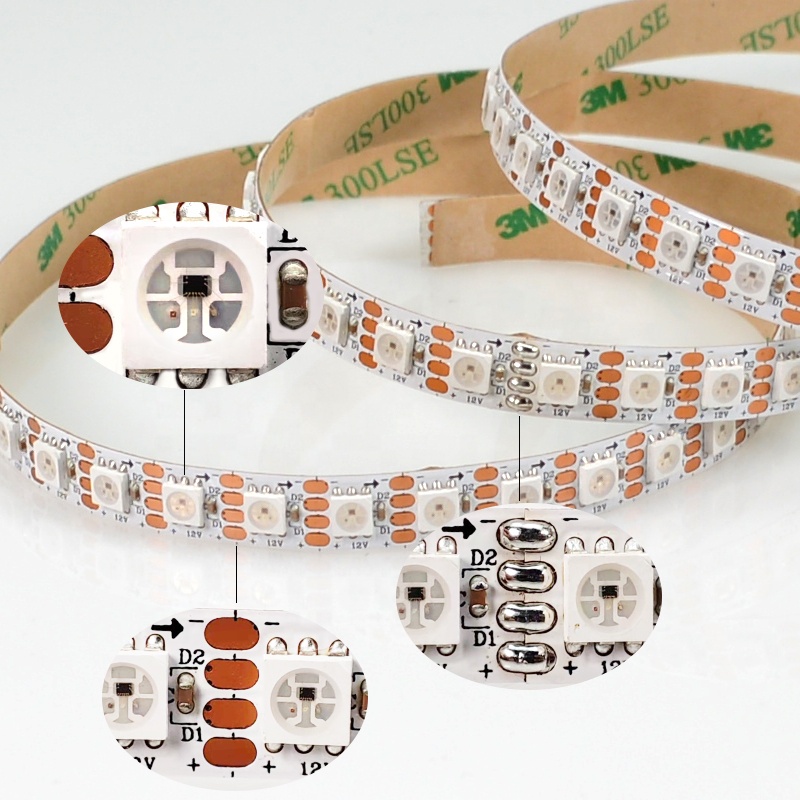 Светодиодная Пиксельная лента 5050SMD GS8208 WS2815, Светодиодная лента 5050, Гибкие водонепроницаемые светодиодные RGB-ленты 12 В LC8808B