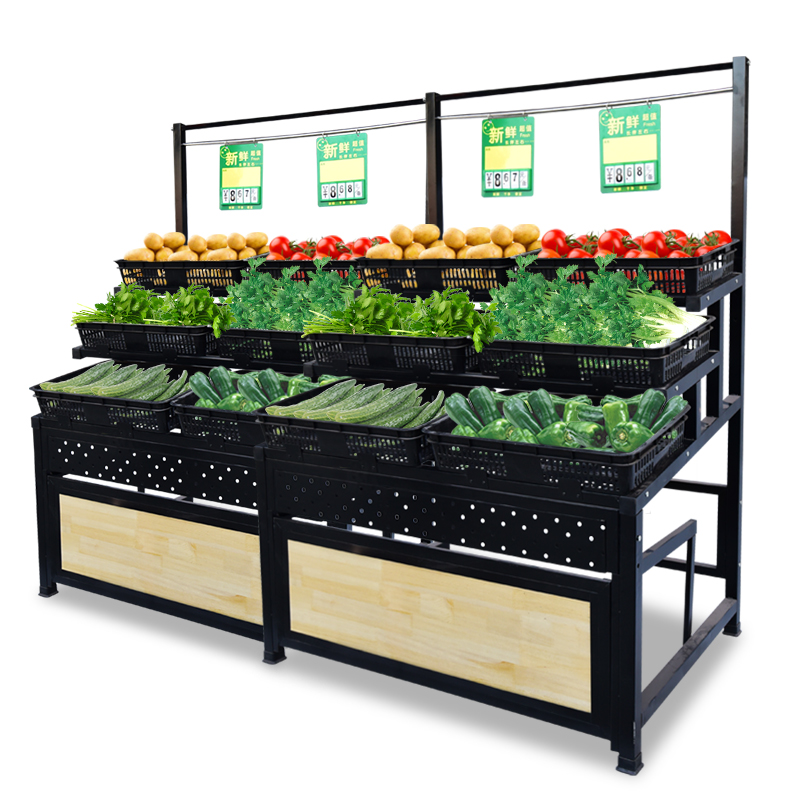 High Quality and Strong Cold Rolled Steel Fruit and Vegetable Rack for Supermarket