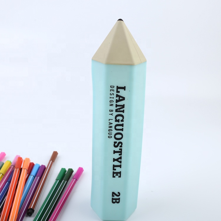 Waterproof Eco Friendly Teenage Girls Blue Colour 3d Pencil Case Box With Zipper