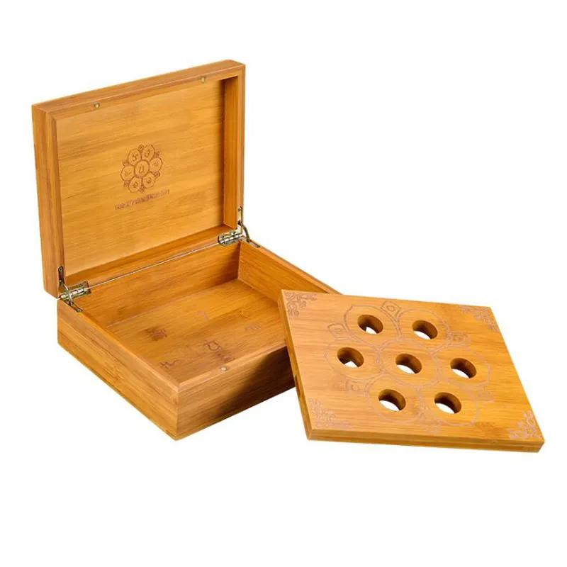 Bamboo Essential Oil Wooden Tea Box Spice Storage Holders Coffee Wood Reusable Natural Custom Packaging Bamboo / Polyester Suki