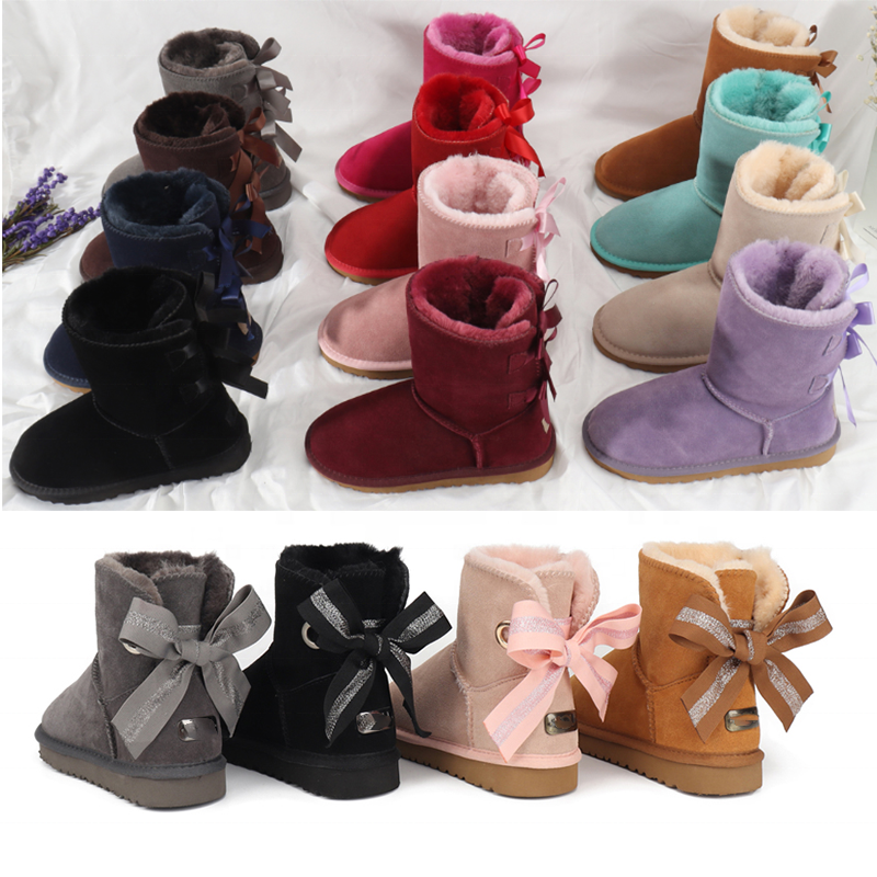 2021 Wholesale Winter Women's Snow Boots Ankle Women Shoes Bow Girls Lady Designer Luxury Uggly Short Fluff Boots