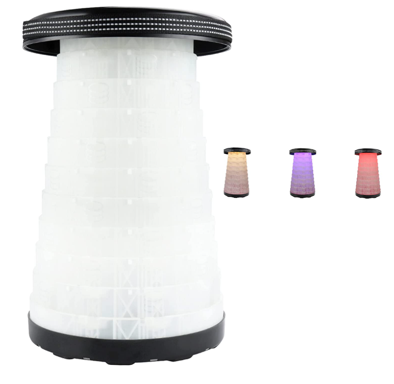 hot sales Retractable Seat Upgrade Outdoor led Camping Fishing Portable stool Telescoping Child Foldable Stool With Led Light