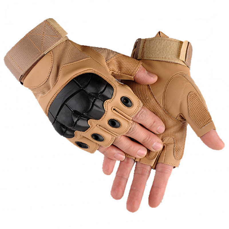 Wholesale tactical military military outdoor gloves with protective soft shell rubber knuckled half-finger gloves