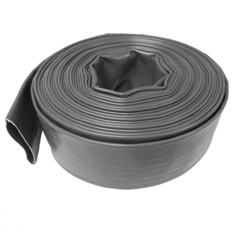 Custom High Pressure Water Discharge PU Layflat Pipe Hose Reel Black Lay Flat Fire Hose Black 4 inch