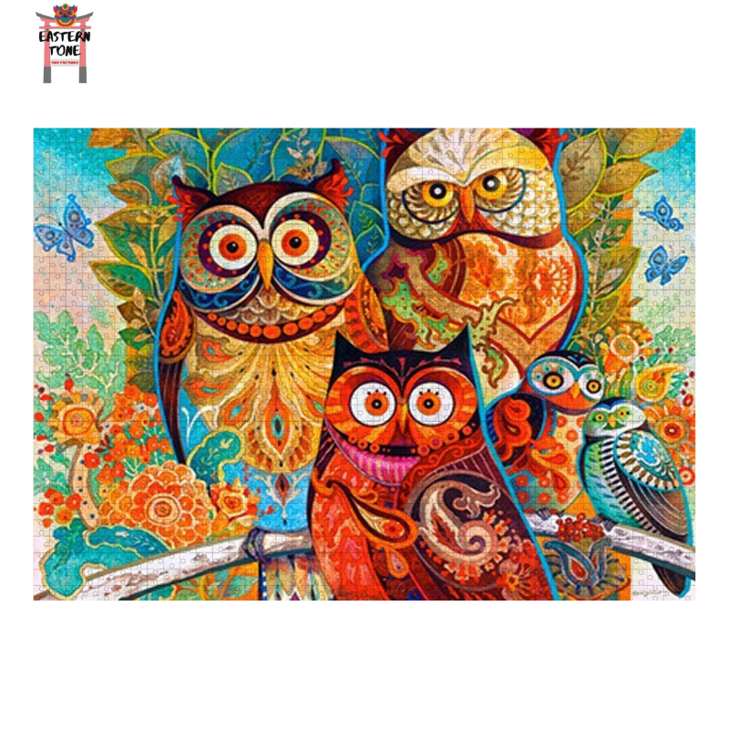2021 High Quality Owl Puzzles Oil Painting Factory Price 1000 Piece Cardboard Large Jigsaw Puzzle For Adults and childs