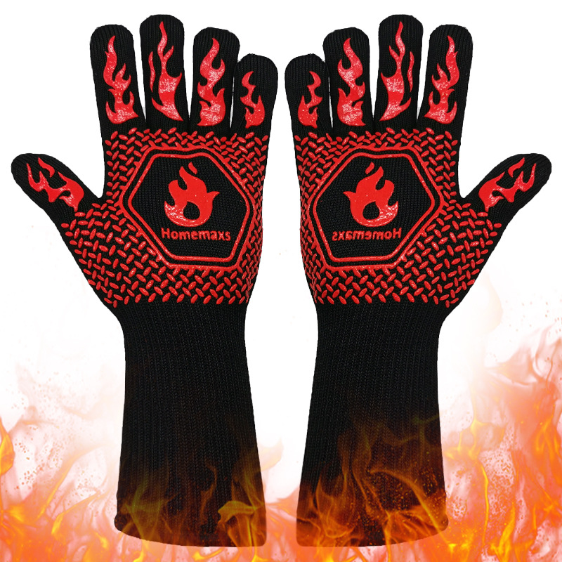 One Piece BBQ High Temperature Resistance Oven Mitts 500 800 Degrees Fireproof Barbecue Heat Insulation Microwave gloves
