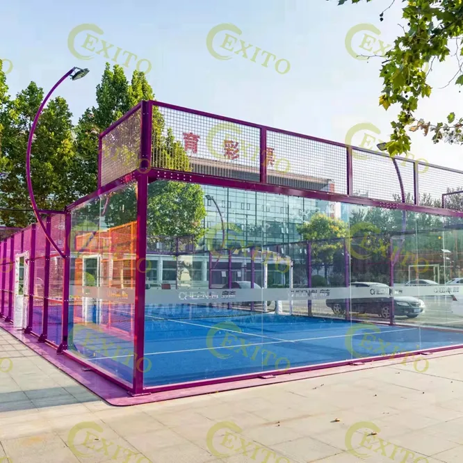 2022 Custom Colors Hot Sale Panoramic Style Outdoor Safety Foam Padel Courts Paddle Tennis Court Panoramic