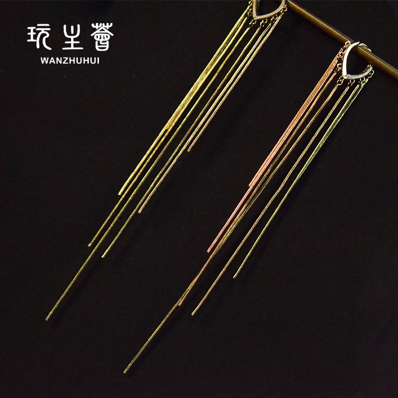 2021 Новое поступление женские длинные серьги с кисточкой 14k позолоченные