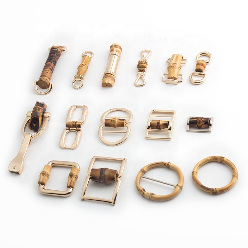 Handmade Natural Bamboo Bag Decorate Buckle Bab Metal Tags Plates Logo Wholesale For Shoe Parts Accessories