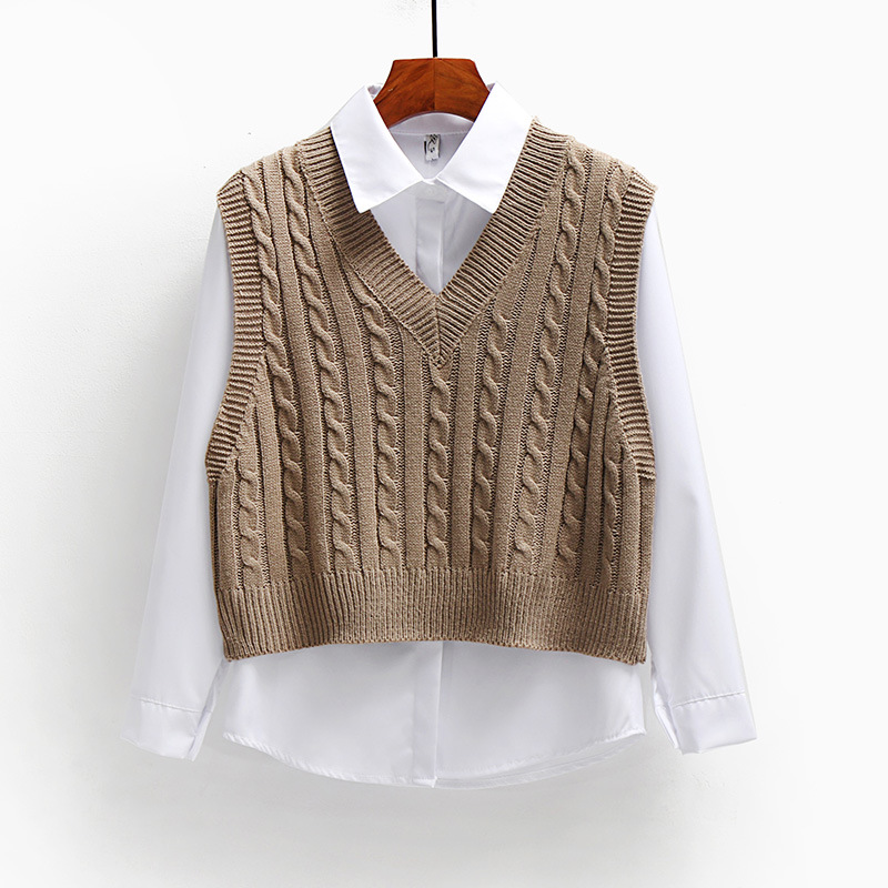 Hot selling China manufacturer women sleeveless girls' vests twisted women knitted sweater vest