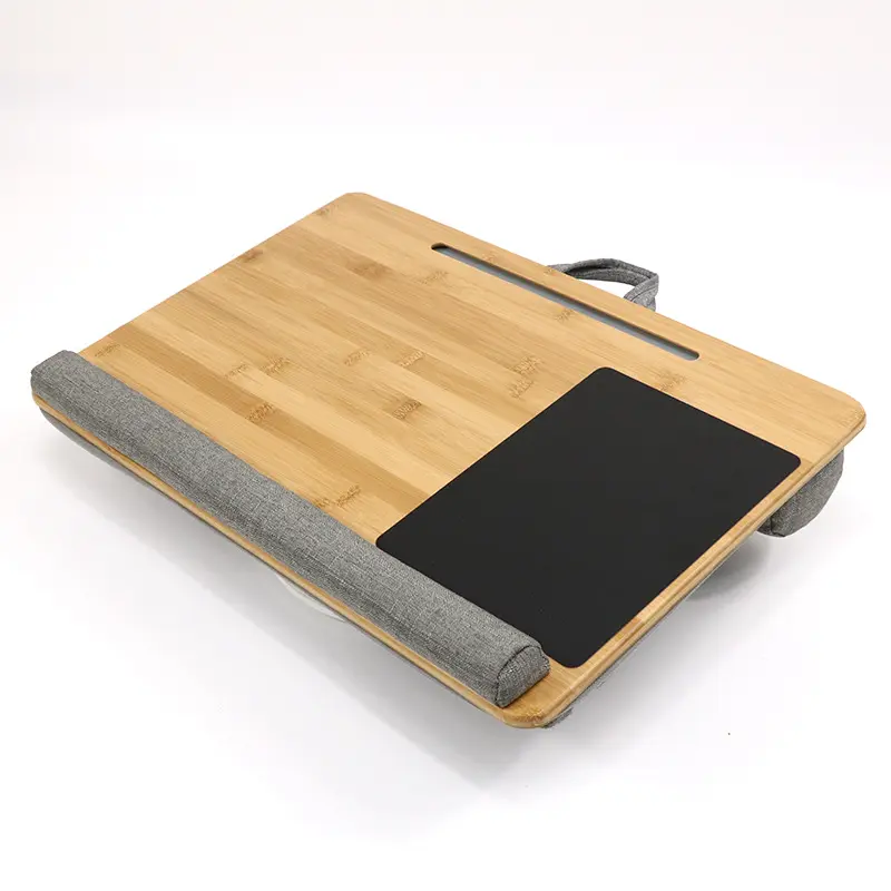 Sample Avaliable Wholesale Portable Bamboo Laptop Desk With Stand Ledge Mouse Pad And Phone Holder For Bed And Sofa