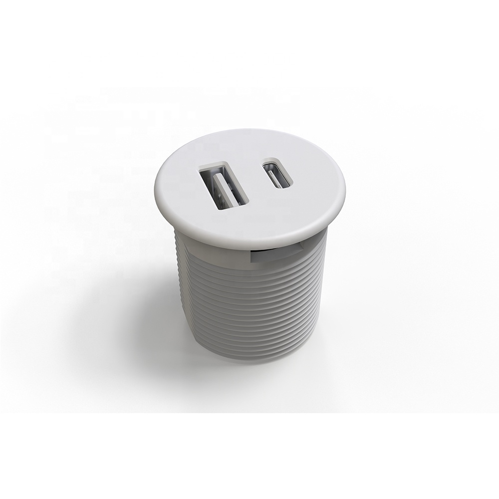 Панельное круглое Зарядное устройство USB с двойным USB адаптером и быстрой зарядкой типа C