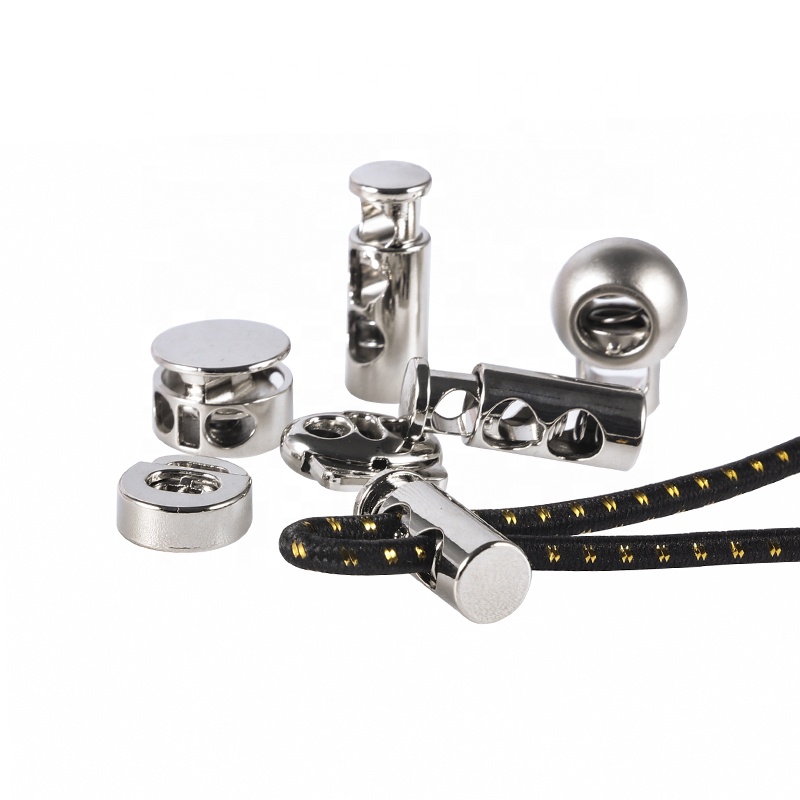 Wholesale price custom elastic cord lock stopper silver plating buckle elastic toggle stopper for clothes