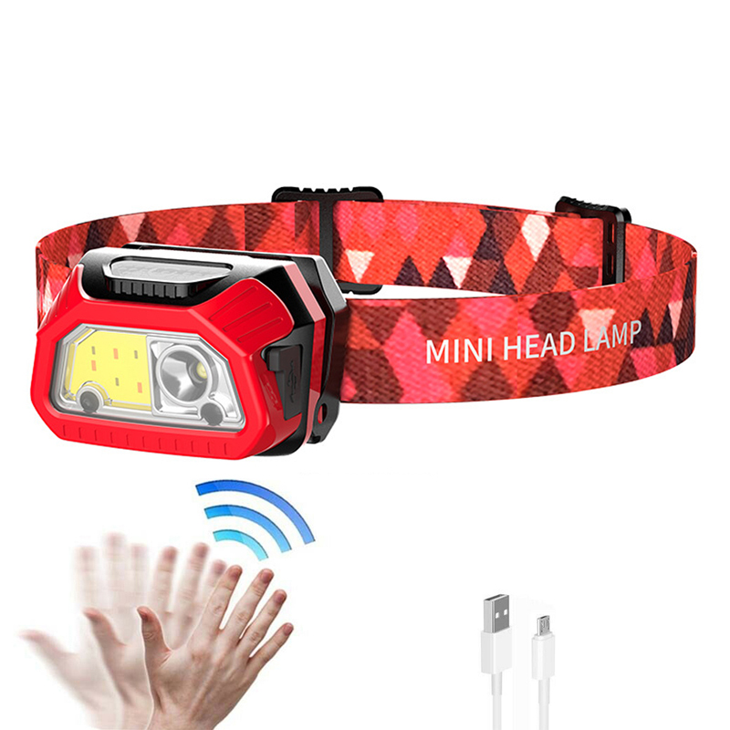 New Arrival USB Rechargeable LED Headlamp Flashlight Lightweight Headlight Motion Sensor Head Torch reading power outage