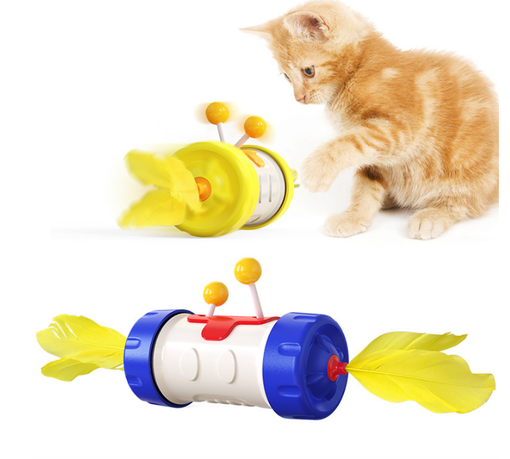 stock cat ball move up and down Interactive Toys Amazon pet cat toys safety Funny cat feather toys