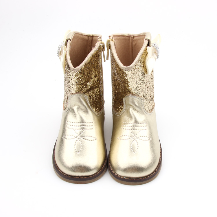 Kids Cowboy Booties Shoes Genuine Leather New Fashion Children's Boots Shoes In Hard Rubber Sole