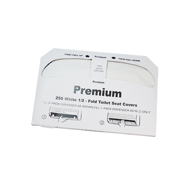 Promotional recycle pulp 1/2 fold disposable flushable toilet seat cover paper