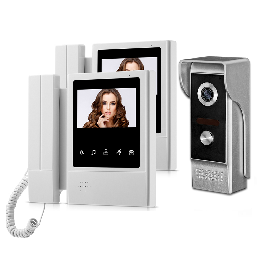 4.3'' TFT LCD Wired Door Home Intercom Video Doorbell System Doorphone IR COMS Night Vision Outdoor Camera 700TVL Color Monitor