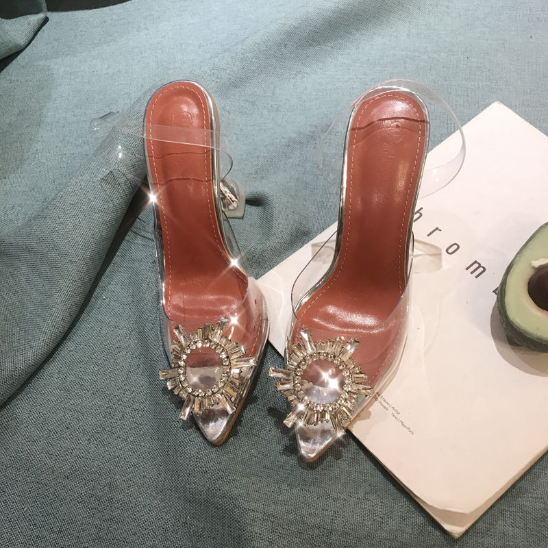 Summer Women Sexy Clear Transparent PVC Pointed Clear Crystal High Heel Pumps