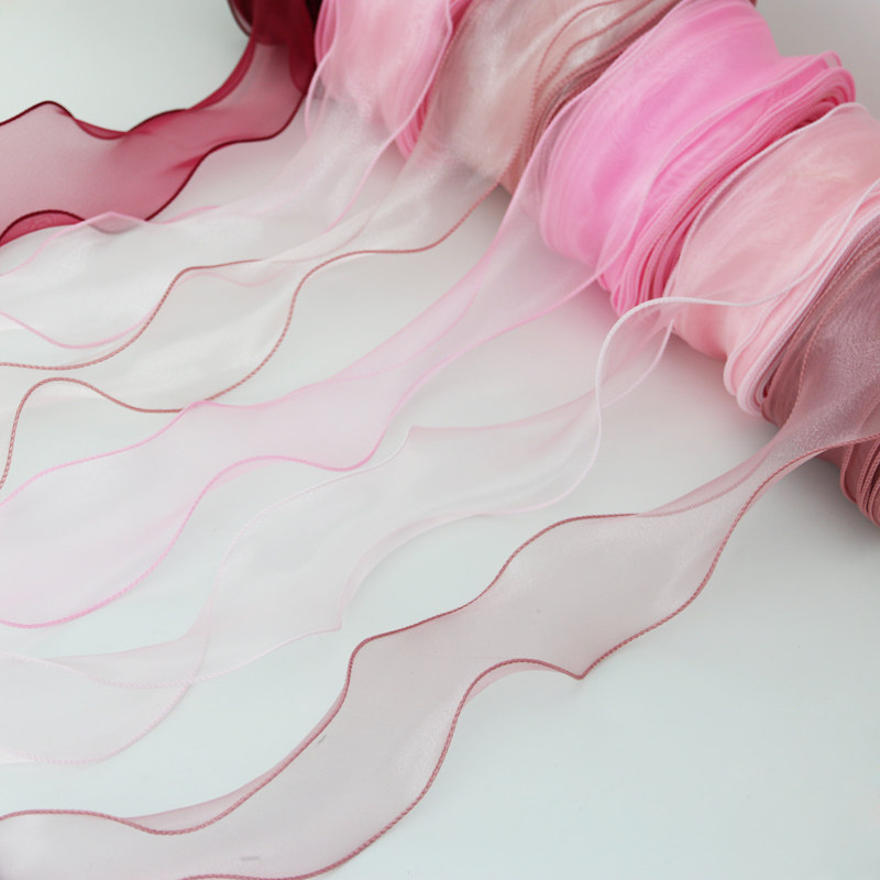 (5Yards/roll) 60mm Wave Silk Organza ribbon Bow material for hair ornament gift wrapping decoration lace ribbons