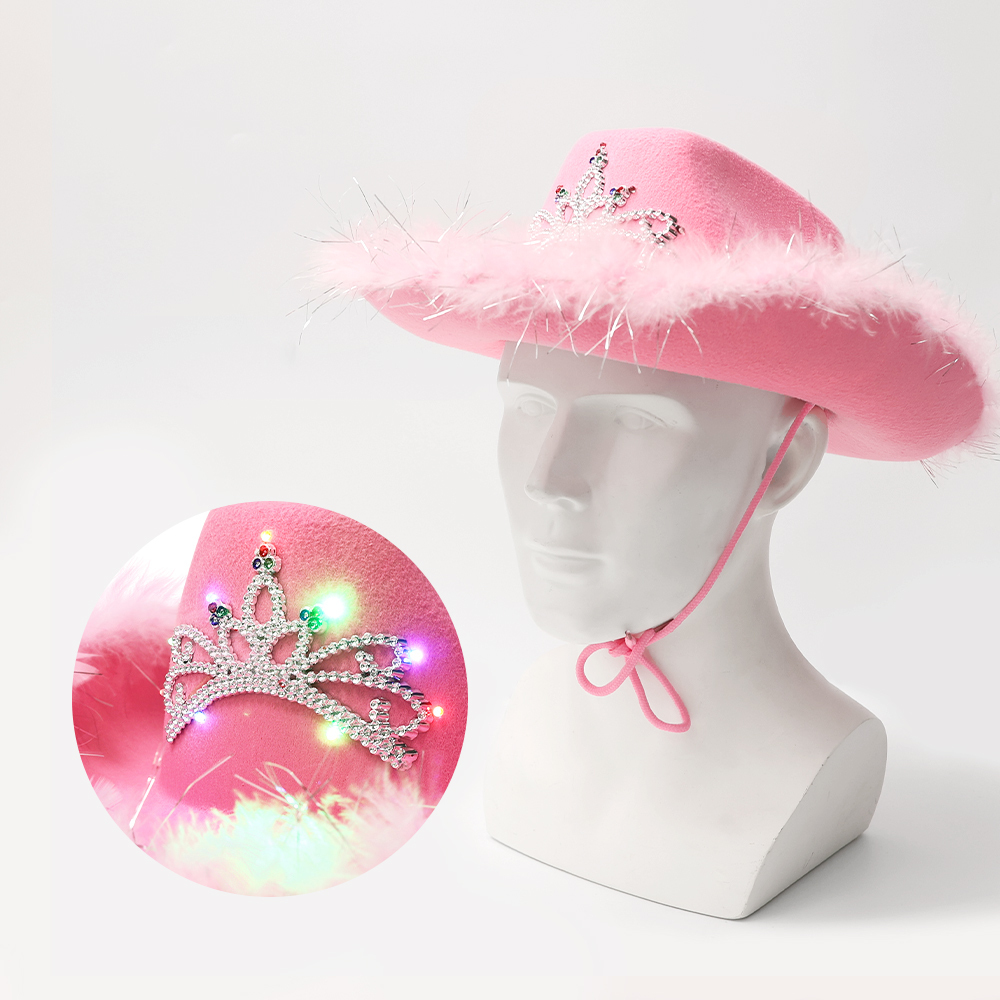 Wholesale bling western cowgirl hats wholesale party felt pink cowboy hat for men women