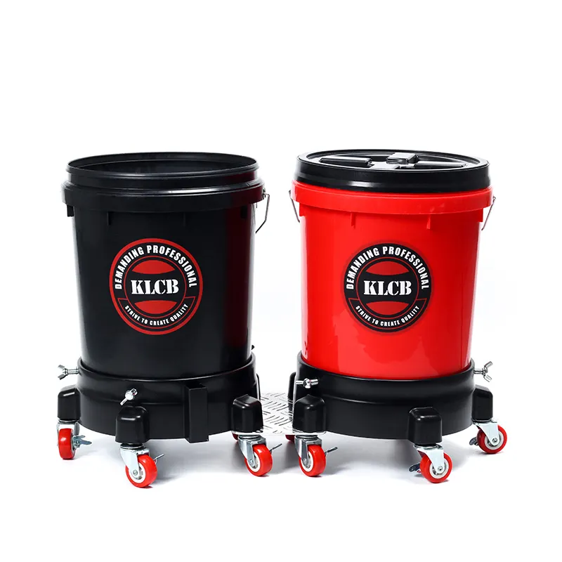 KLCB Two Carwash Plastic Water Pail  Professional Filter Buckets Car Detailing Bucket With Wheel