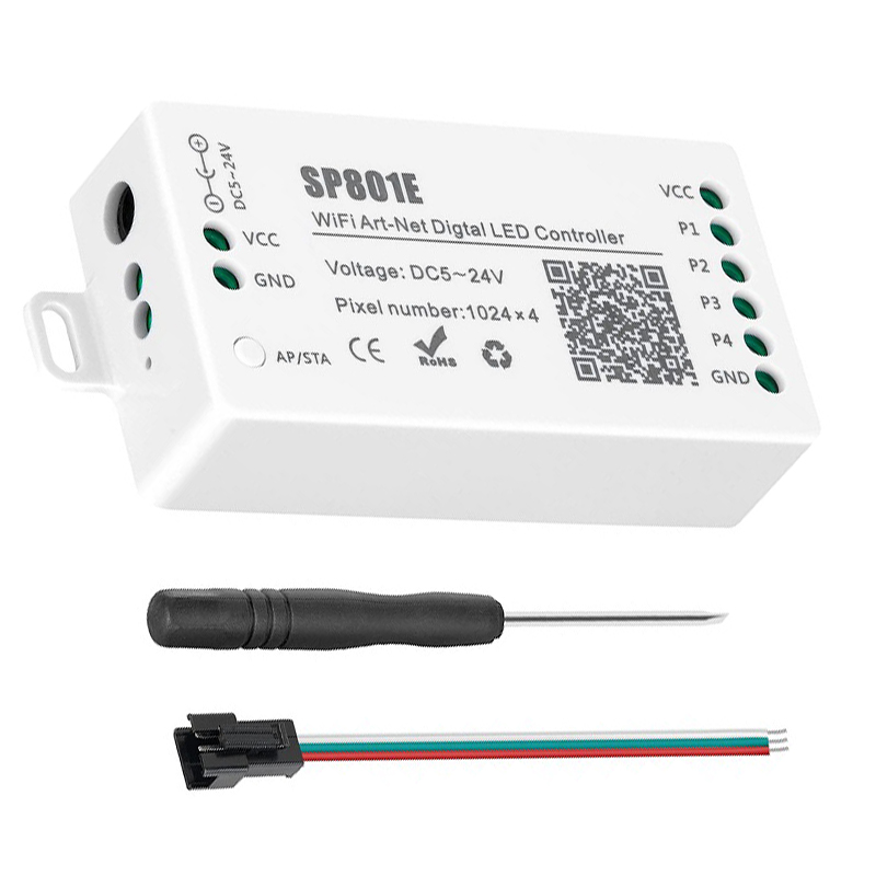 Светодиодный Wi-Fi контроллер Art-Net SP801E DC 5-24 В для WS2812B WS2811 WS2815 SK6812, цифровая светодиодная лента RGB, матричная панель, модуль освещения