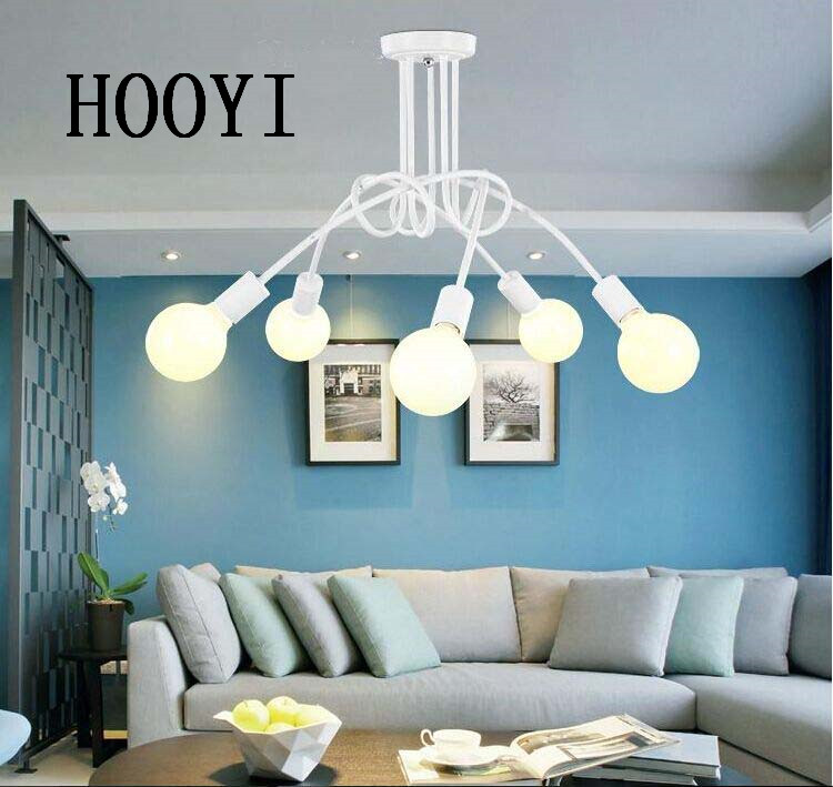 HOOYI Мода ретро Творческий черный/белый 3/5 головок E27 лампа Потолочный Винтаж Личность современный Лофт кафе бар потолочные светильники