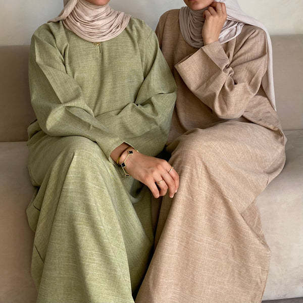 2024 Custom Linen Closed Abaya Women dresses Islamic Clothing modest Dubai abaya for women