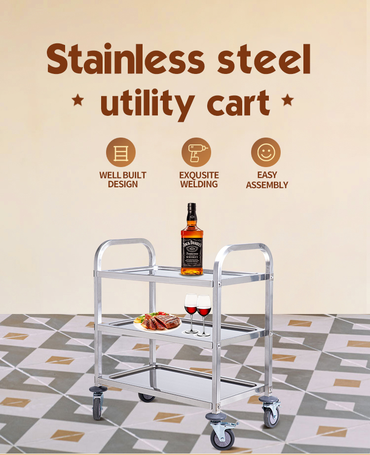 best hotel table kitchen drink 3 tier rolling service trolley food tea utility room service cart trolley