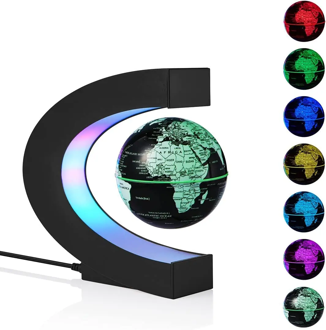 Magnetic Levitation Floating Rotating 3in World Globe With Colored Lamp And Touch Switch For Men Boss Cool Office Decor Gifts