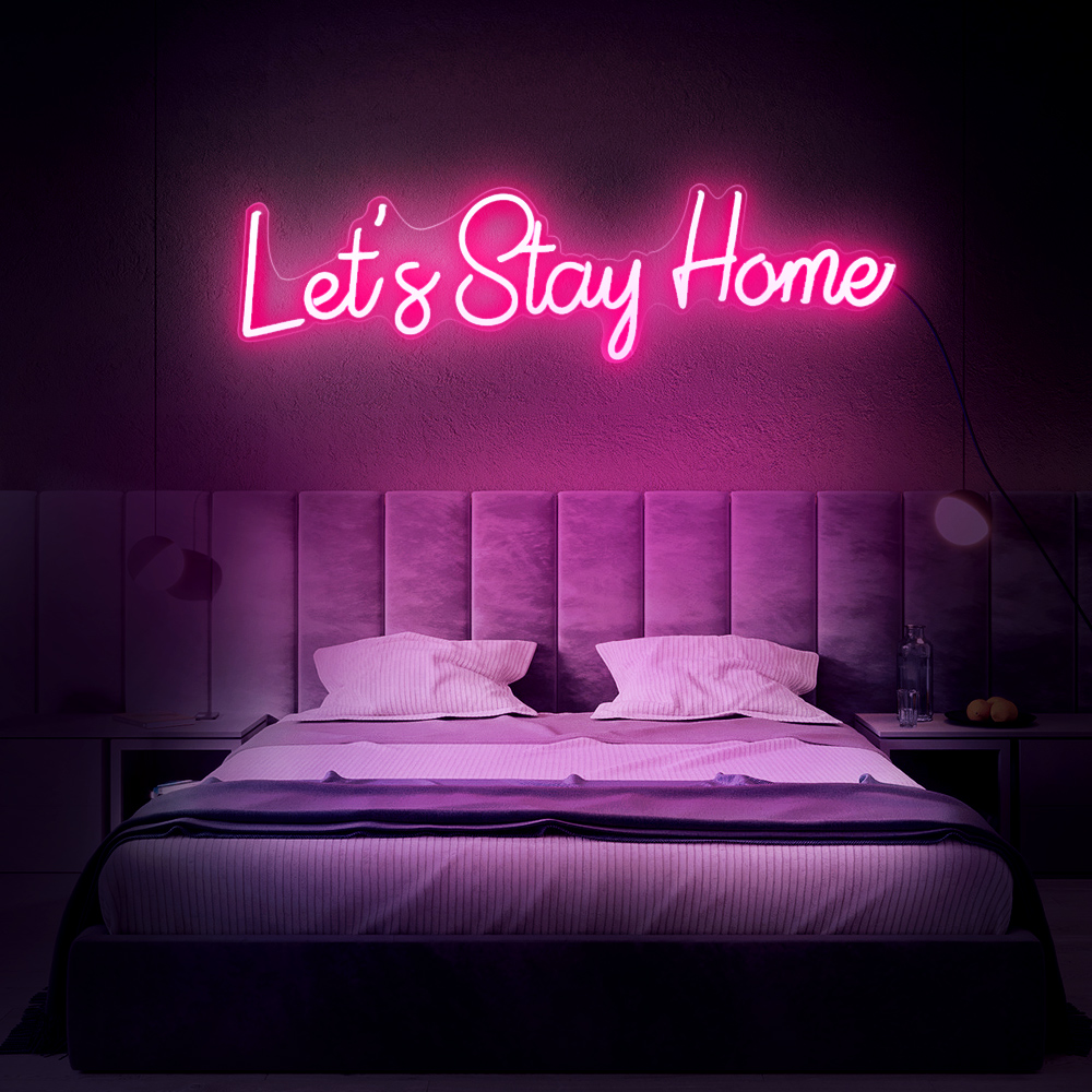 Rebow, Прямая поставка на заказ, 12 В, акриловые игры, буквы, Let's Stay Home, светодиодная неоновая вывеска, декоративная мебель для спальни