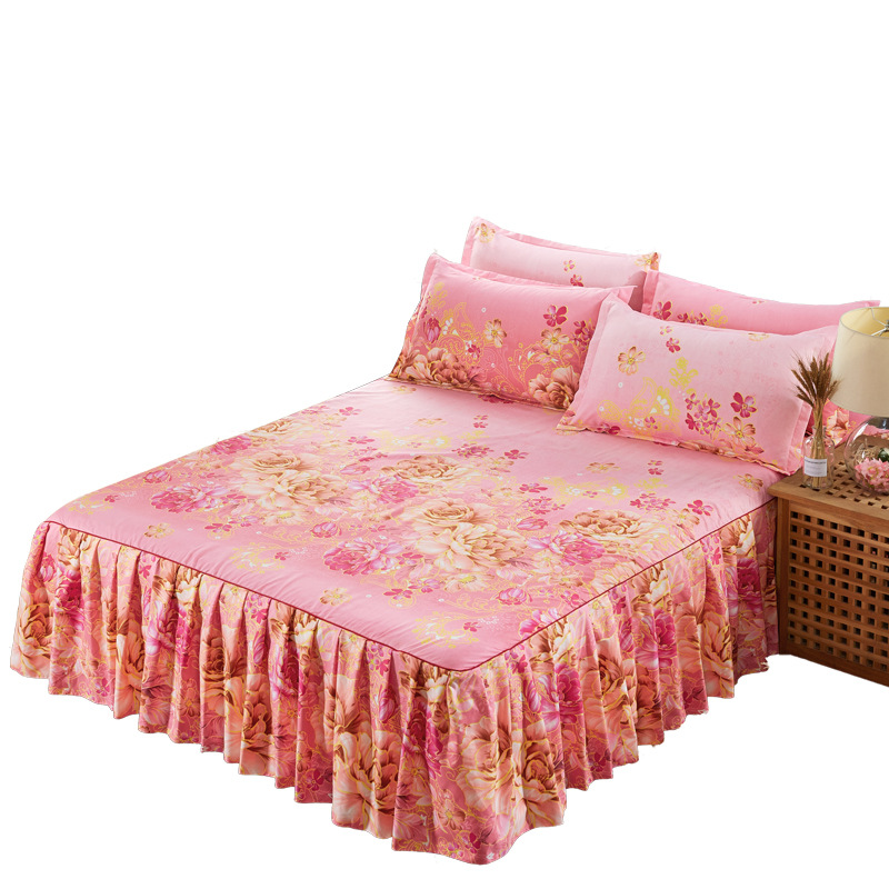 Bed skirt Floral Fitted Sheet Cover Graceful Bedspread Lace Fitted Sheet Bedroom Bed Cover Skirt Wedding Housewarming gift