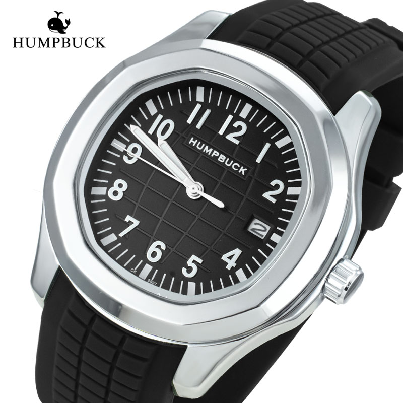 Оптовая продажа, высококачественные резиновые мужские часы HUMPBUCK для дайвинга, черные, золотые, силиконовые часы