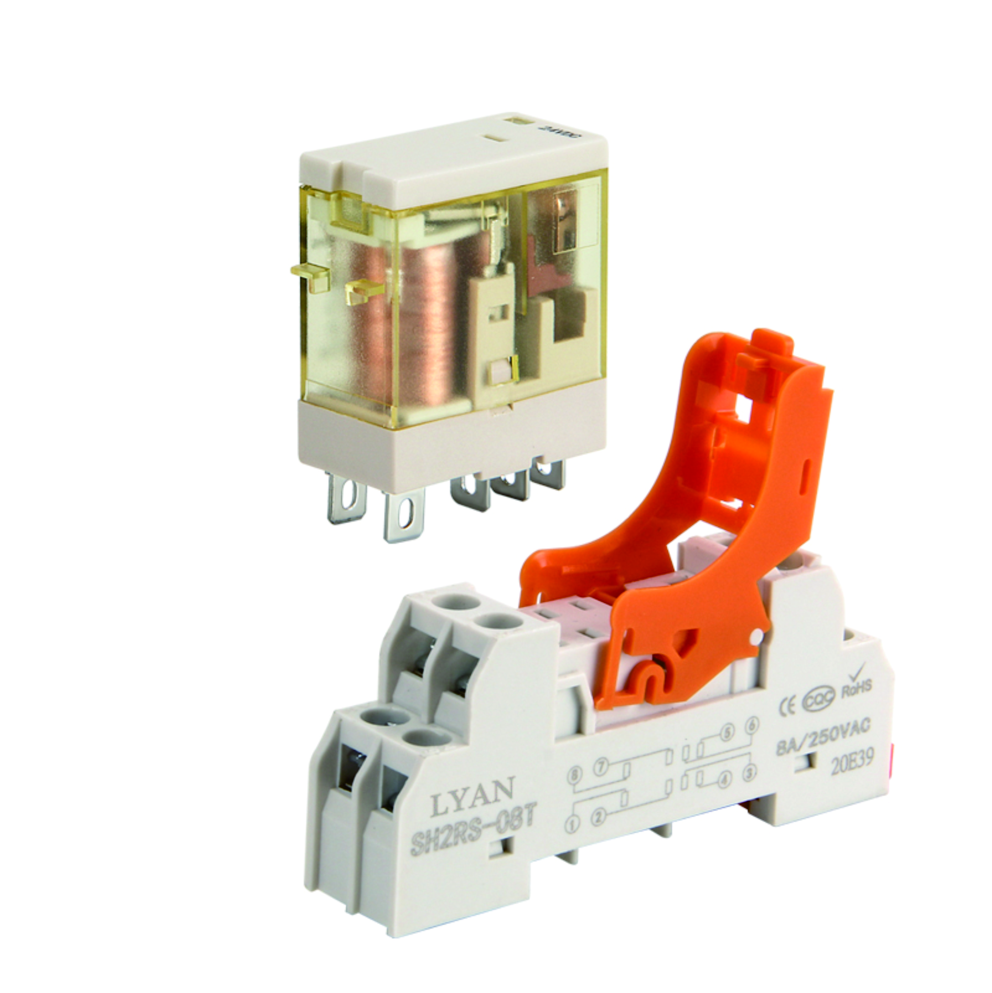 8A/250VAC, 30VDC, DC6 ~ 220V, AC12 ~ 380V, 8 pin Реле, мини электромагнитное реле, ORJ-2S-L + SH2S-08T