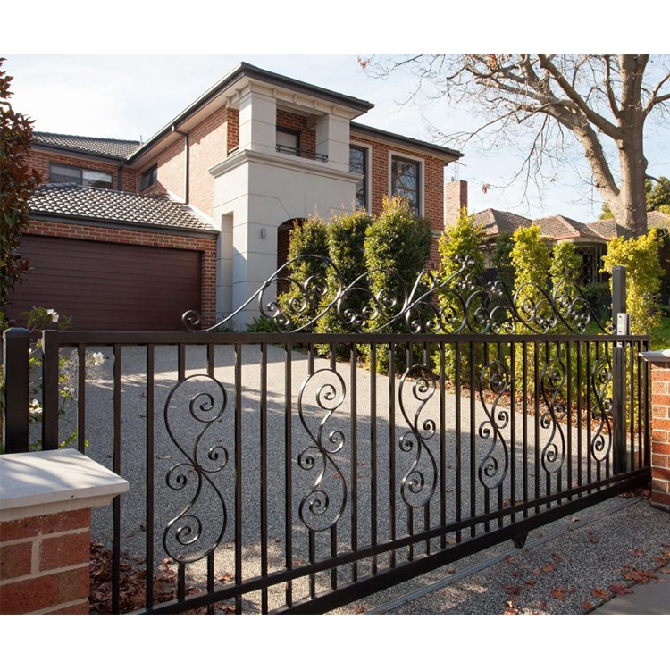Modern automatic sliding gate latest main wrought iron sliding gate design metal driveway gate