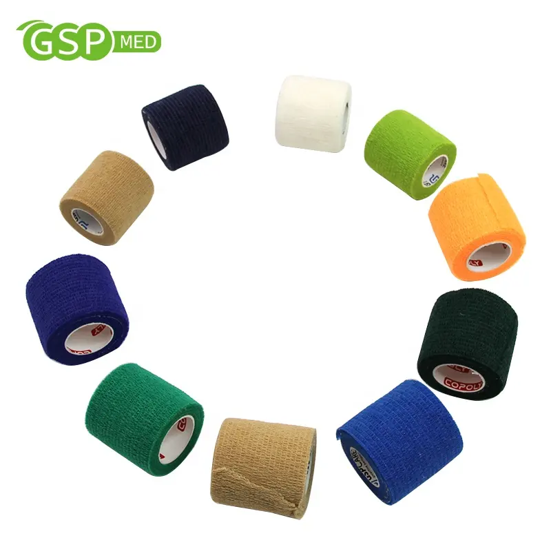 Tape Bandage GSPMED Medical Supplier Elastic Sweatproof First Aid Cohesive Tape Vet Wrap Bandage Elastic