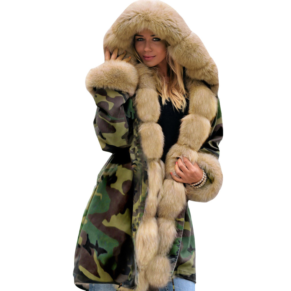 New Style Big Wool Collar Winter Coat Women Clothes Warm Thick Loose Coats Casual Hooded Long Sleeve Jacket Coat Female