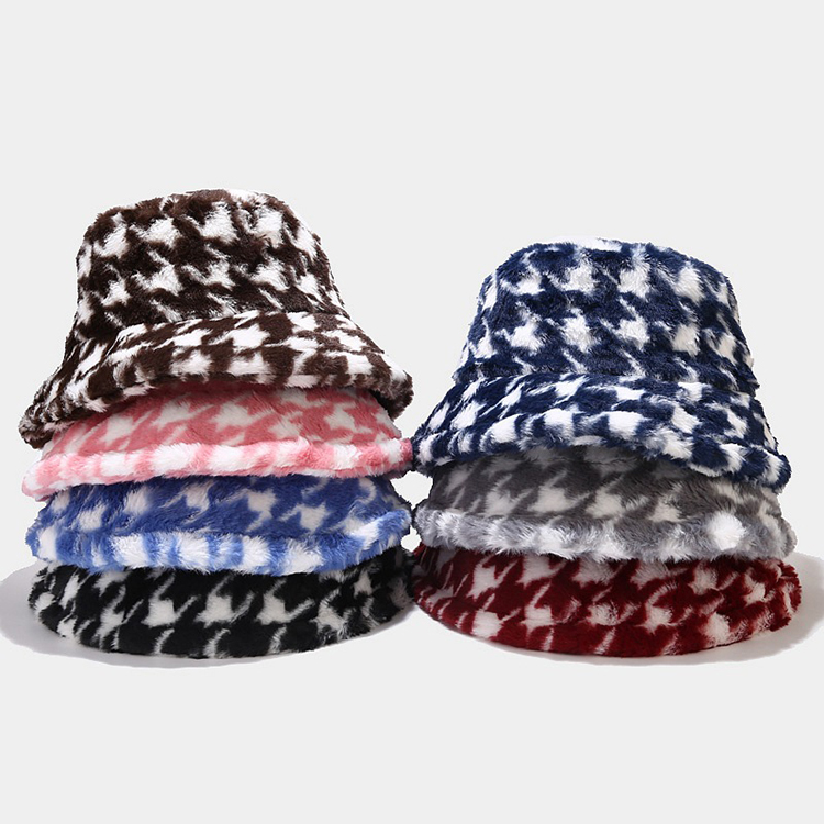 Custom Famous Brand 7 Colors in Stock Fur Winter Bucket Hat Bulk