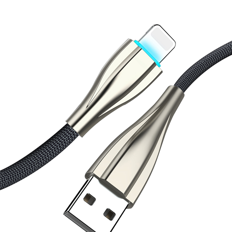Нейлоновый Плетеный вместительный серый usb-кабель безопасная быстрая зарядка и кабель для передачи данных для iphone Lightning-USB A Кабель