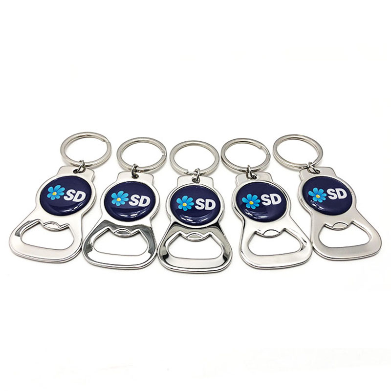 Zinc Alloy Round Shape Beer Can Opener Color Logo Custom Bottle Opener Keychain