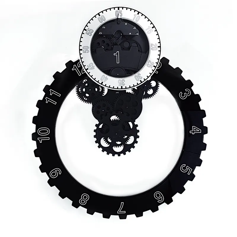 2020 Wholesale Factory Price 3D Wall Clock Gear-Design Hanging Round Shape Wall Clock Moving Gears