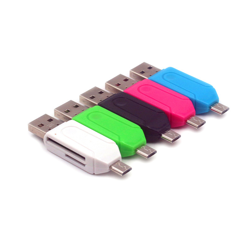 2 в 1 USB Мини OTG кардридер, Универсальный Micro USB TF SD кардридер для ПК, мобильного телефона
