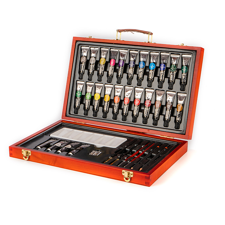 36pcs Eco Friendly Wooden Box Painting Art Set ,Acrylic Painting Set,For Students Or Teenagers
