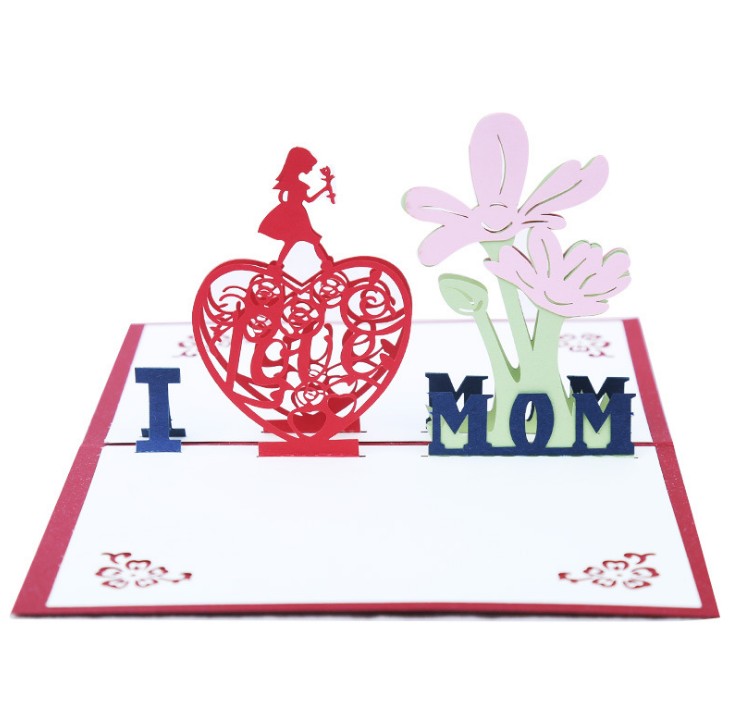 Поздравительная открытка на день матери, 3D креативные открытки I LOVE MOM можно настроить